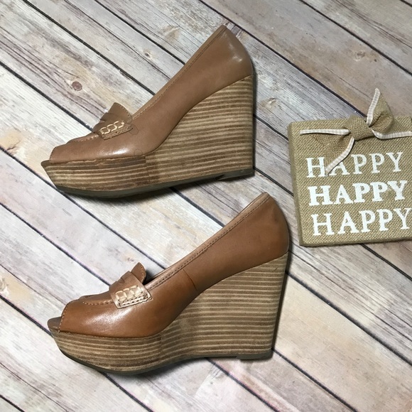 Lucky Brand Brown Leather Wedge Sz 8.5 EUC - Picture 3 of 5